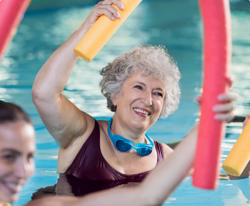 senior woman swimming